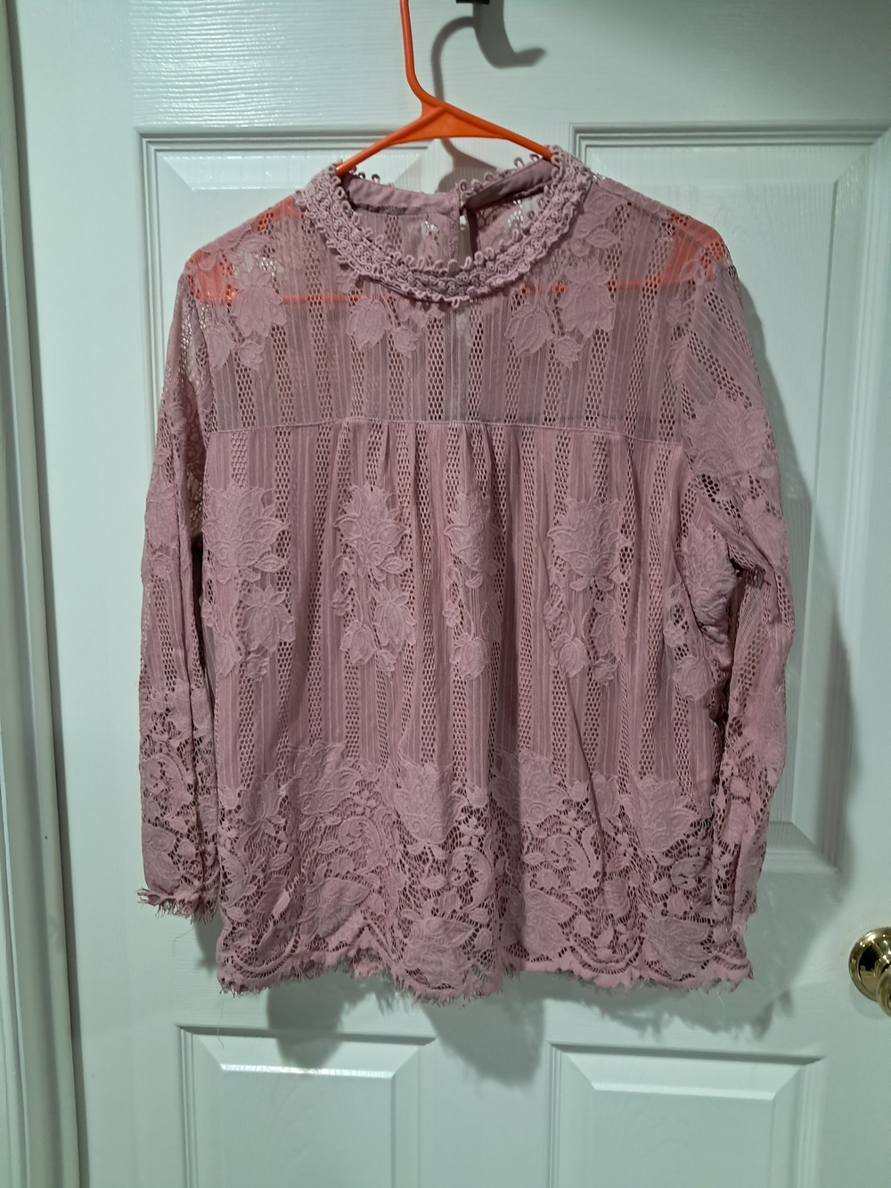 Beautiful Rose Colored Lace Blouse